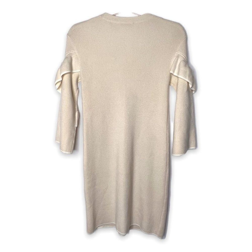 Tory Burch Frill Trim Ashley Wool Knit Ruffle Sweater Dress  Cream Size XS - Picture 8 of 9